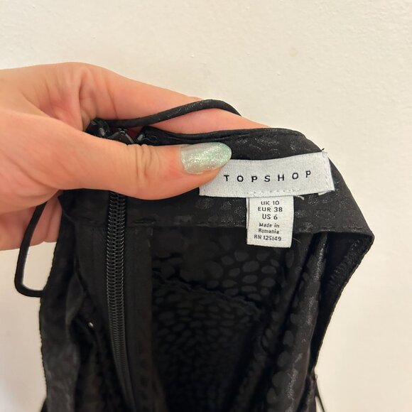 Black Satin Topshop Animal Print Cutout Dress - Picture 4 of 4